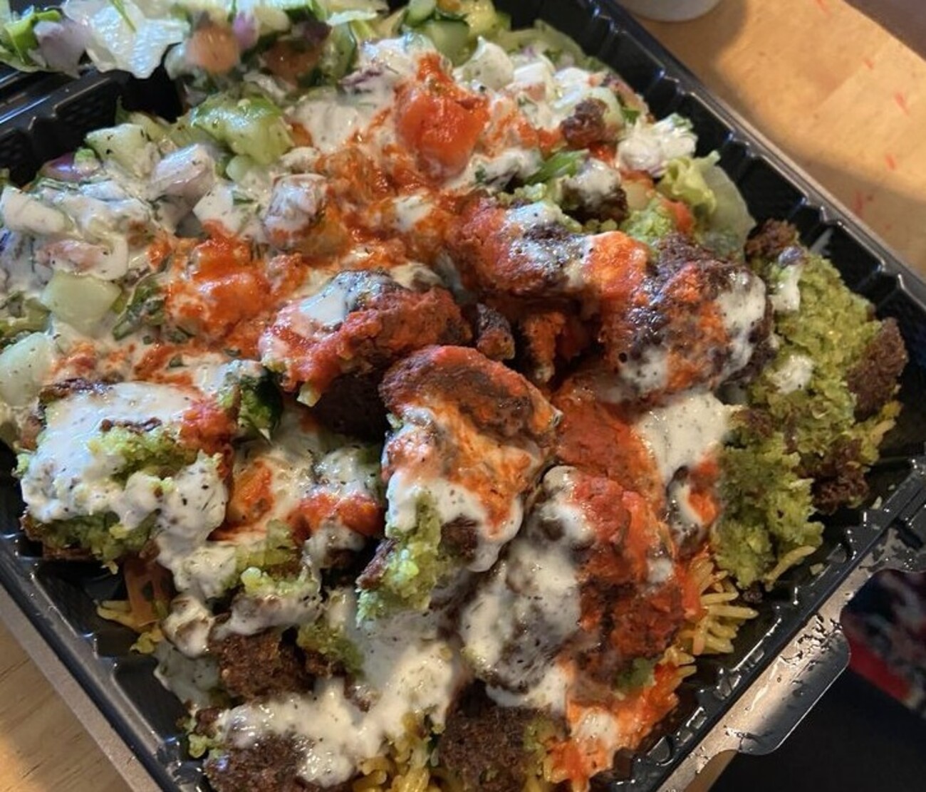 Falafel platter at Crispy Halal located in Allentown, Pennsylvania.