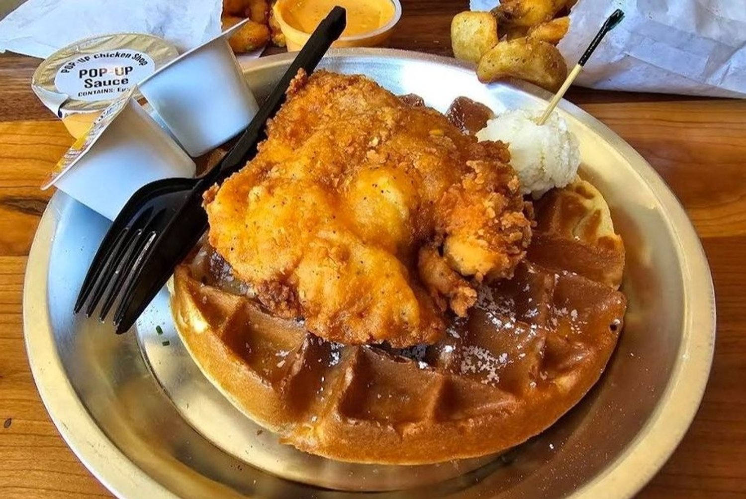 Food at Pop Up Chicken Shop located in Peoria, IL.