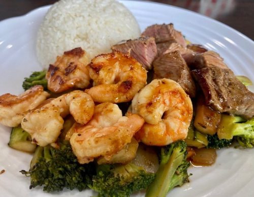 Hibachi Steak & Shrimp Combo Plate in Sumo Grill in Martinez, CA.