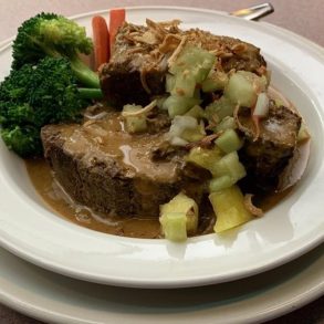Indonesian Pot Roast at Tee Jay’s Corner Cafe located in Carson City, NV.