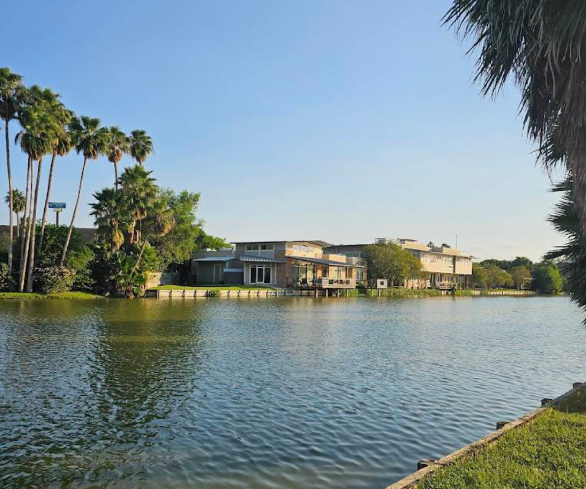 View of a Lakeside House in the City