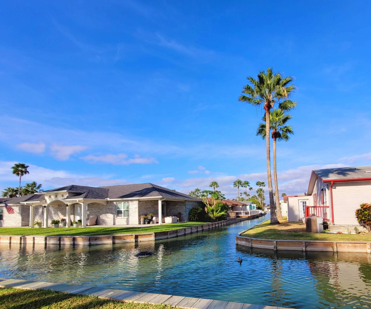 View of lakeside living in the city of Brownsville, Texas