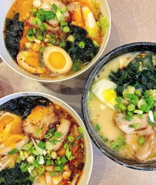 Miso ramen with pork belly on the left and Tonkatsu ramen at Noodle Boulevard located in Cary, NC.