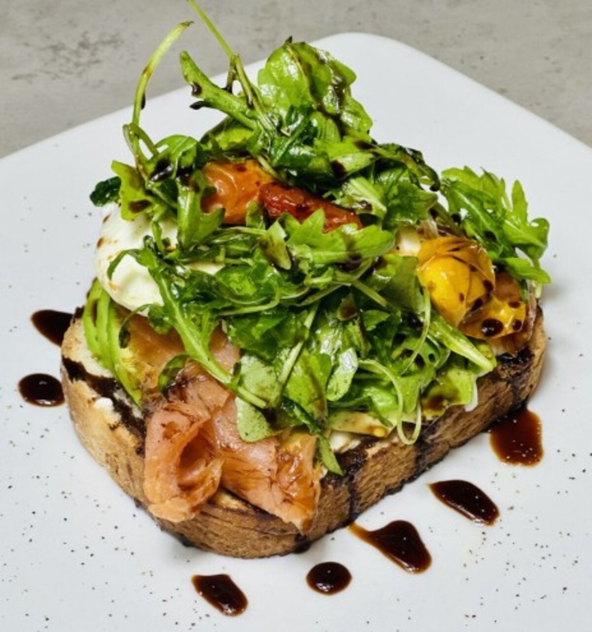 Nova and Burrata Toast at Mom's Kitchen located in Fort Lauderdale, FL. 