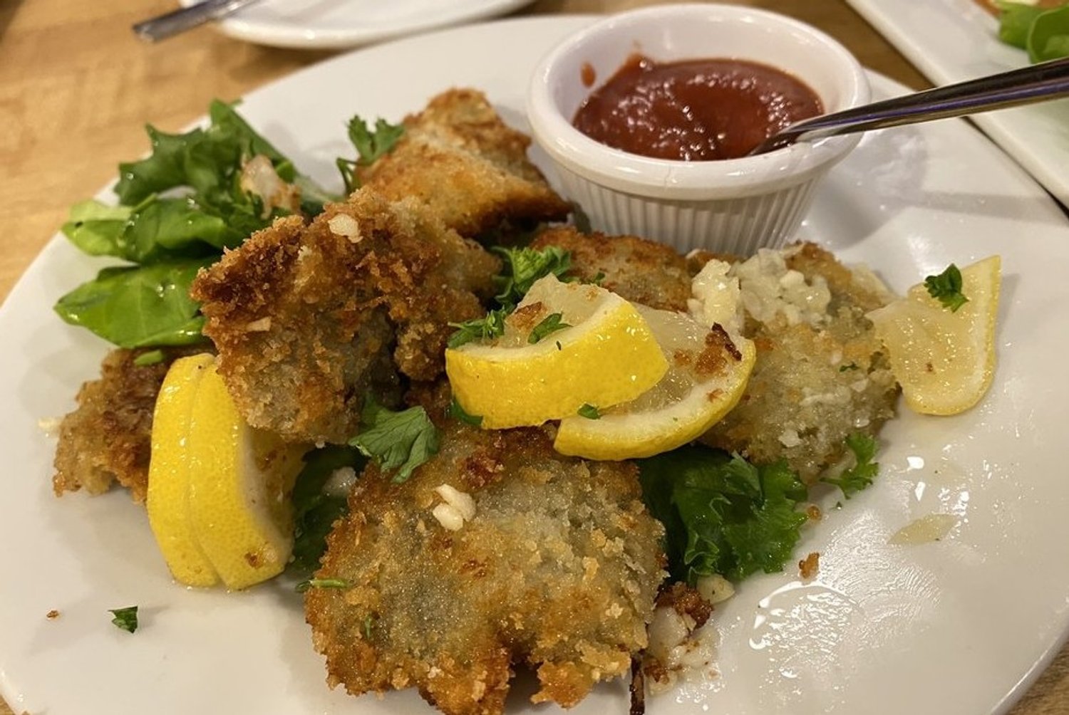 Pan Fried Oysters in Brick 29 in Nampa, ID. 