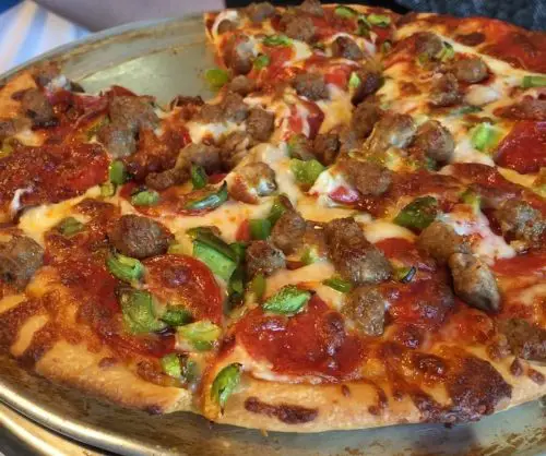 Pepperoni, green peppers and sausage