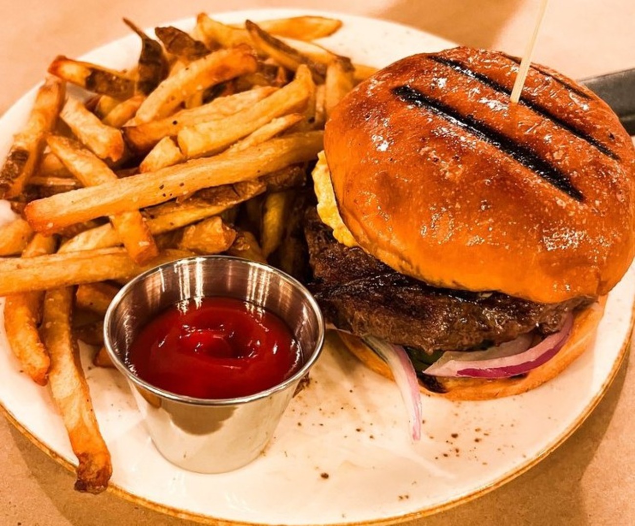 Pimento Burger at Bird and Bottle located in Tulsa, OK.