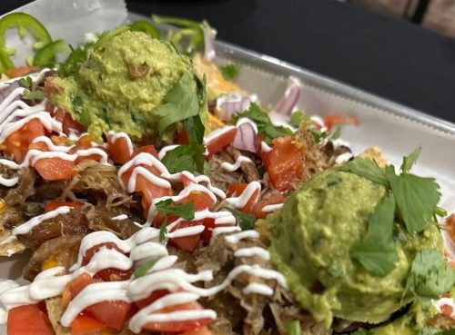 Pork nachos in Fitzgerald's Lunch House located in Indianapolis, IN.