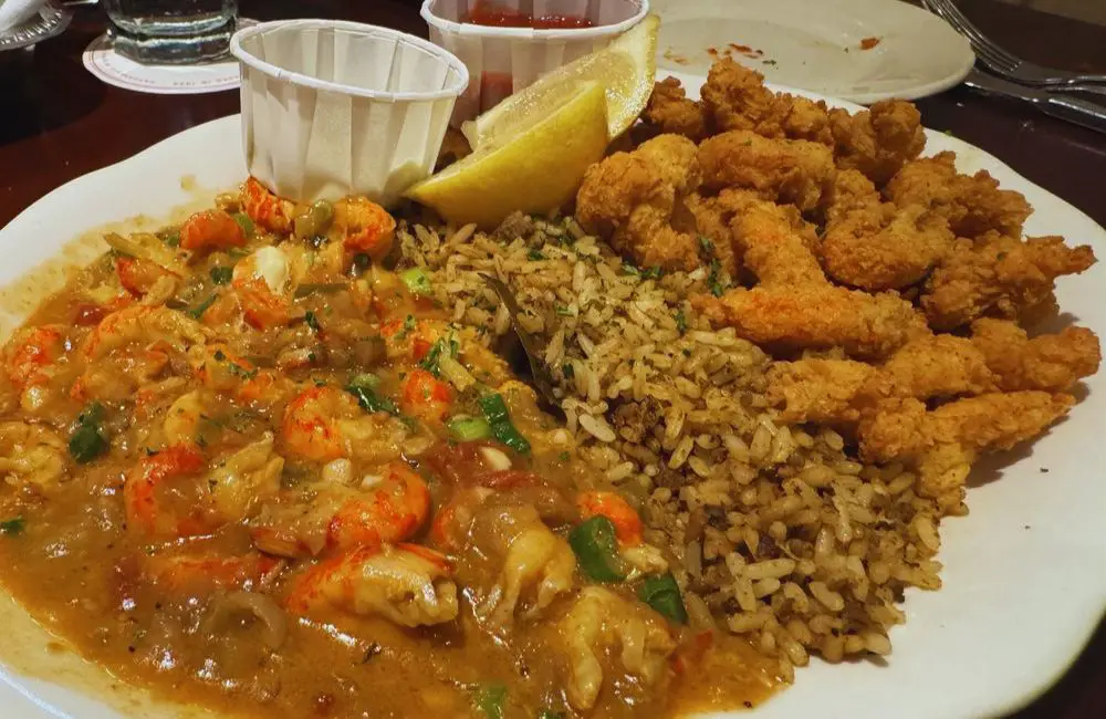 Crawfish Etouffee and fried crawfish with dirty rice! in Albuquerque, NM