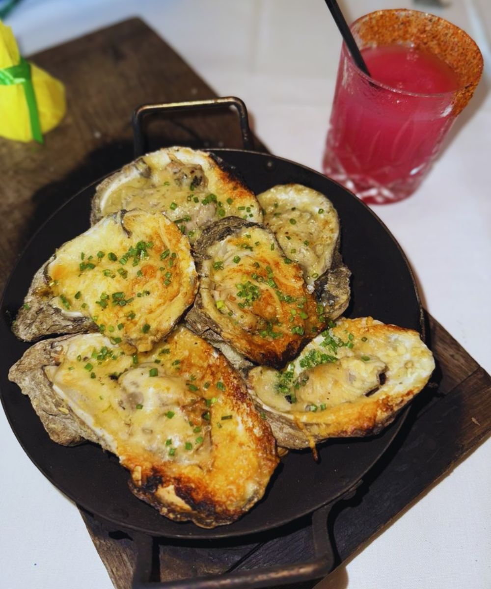 Half and half oysters at La Lucha in Houston, TX