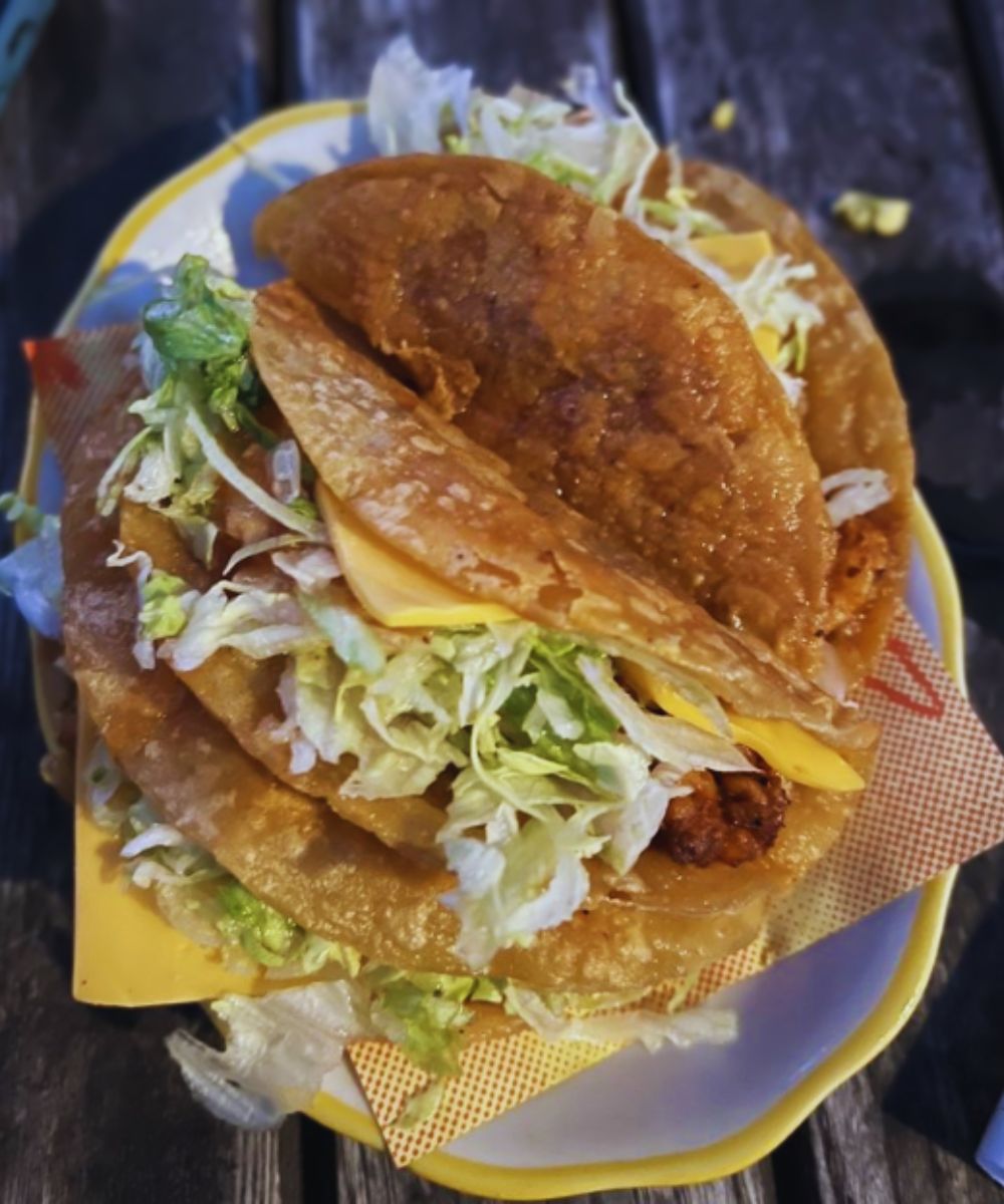 Crispy shrimp tacos at La Lucha in Houston, TX