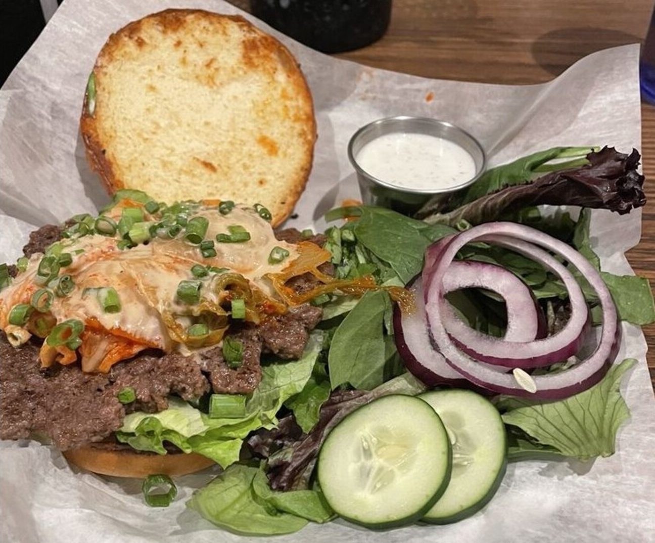 Seoul Burger at The Map Room located in Cedar Rapids, IA.