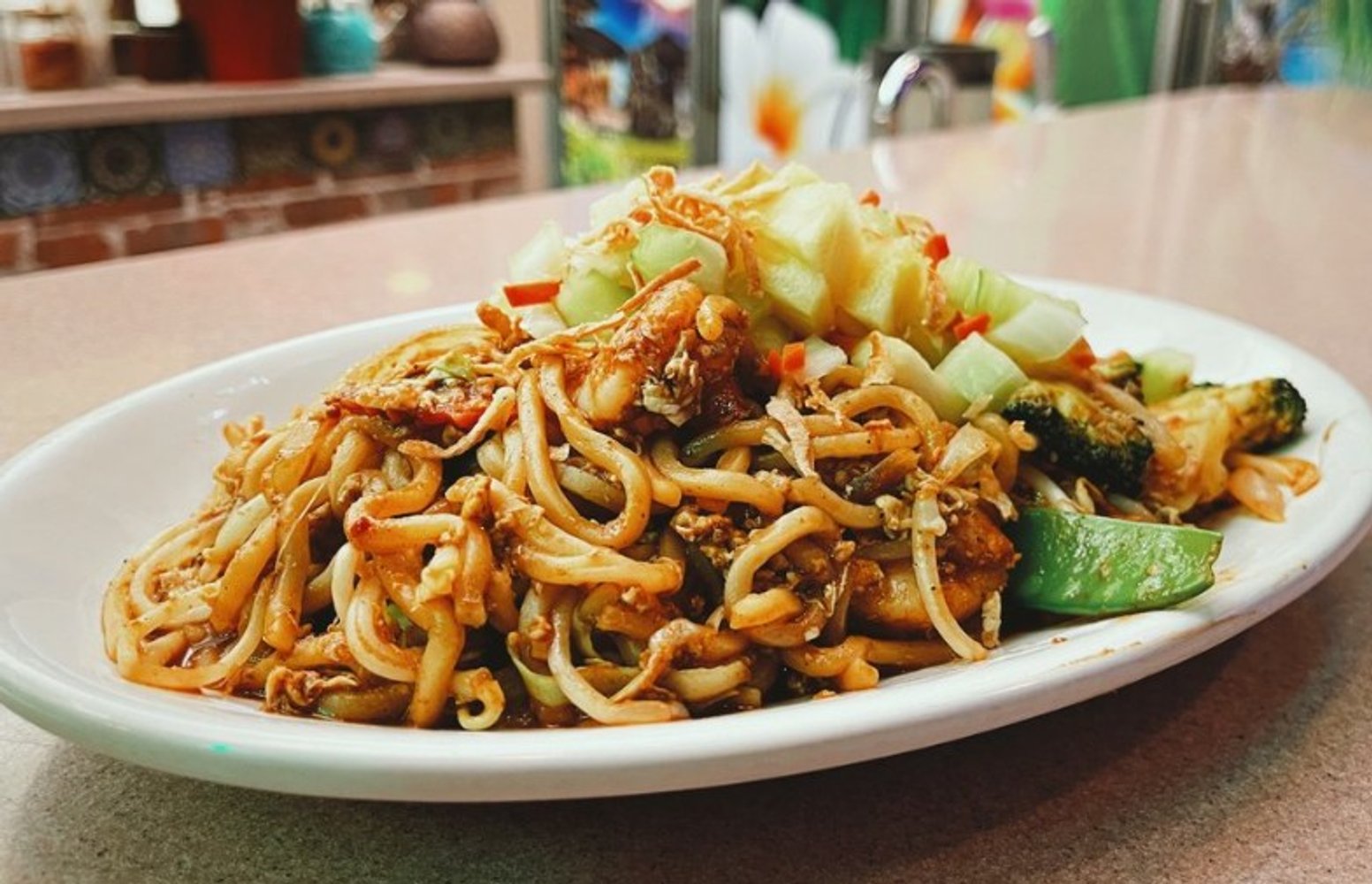 Shrimp Mie Goreng at Tee Jay’s Corner Cafe located in Carson City, NV.