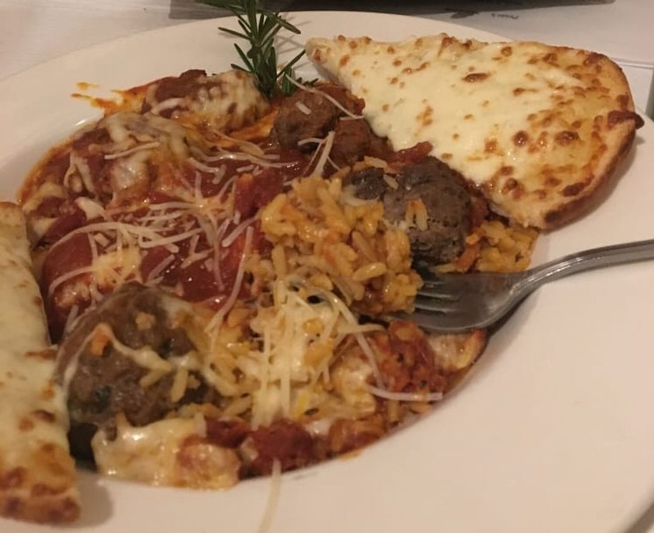 Sirloin meatballs and New York strip in Pesto’s in Flint, MI.