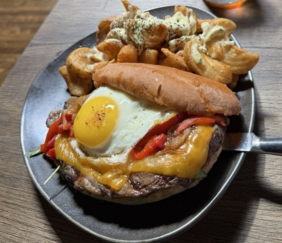 Steak sandwich at Barrel & Vine in Plainfield, IL.