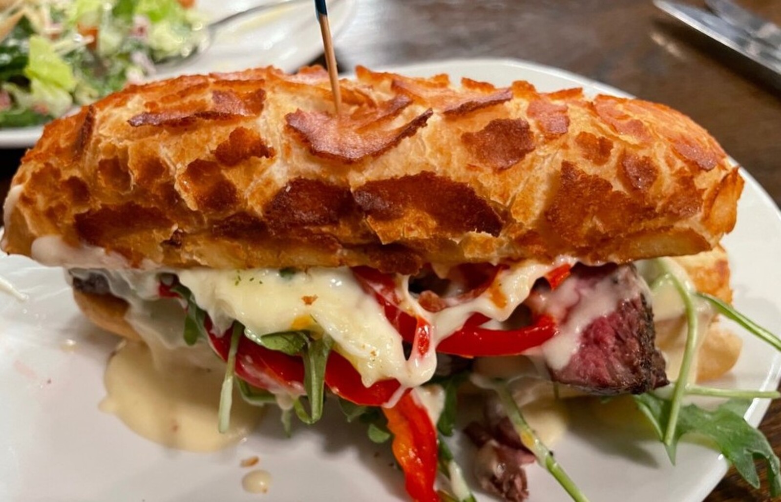 Steak sandwich at Manning's Steaks and Spirits located in Lakewood,Colorado.