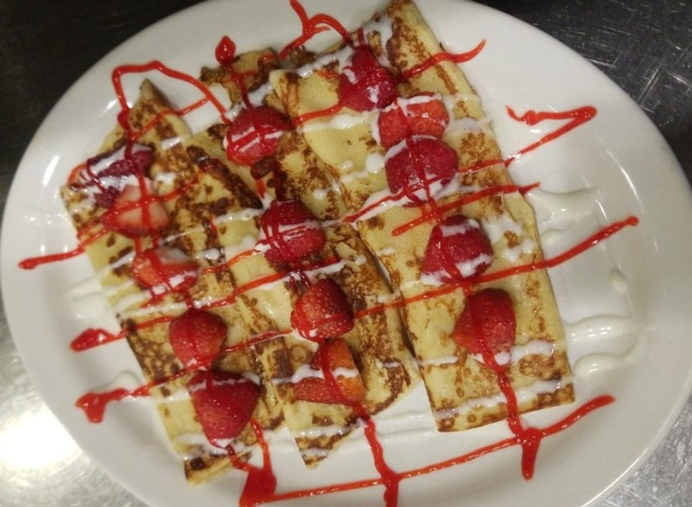 Strawberry crepes at Briana’s Pancake House in Hanover Park, IL.