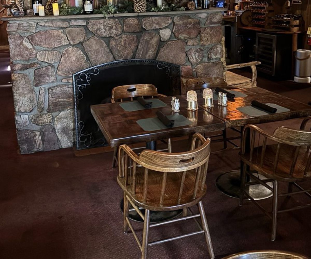 Dining in front of the fireplace