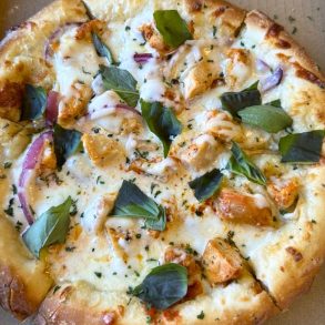 Chicken Alfredo Pizza at the Angry Italian in Yuma, Arizona