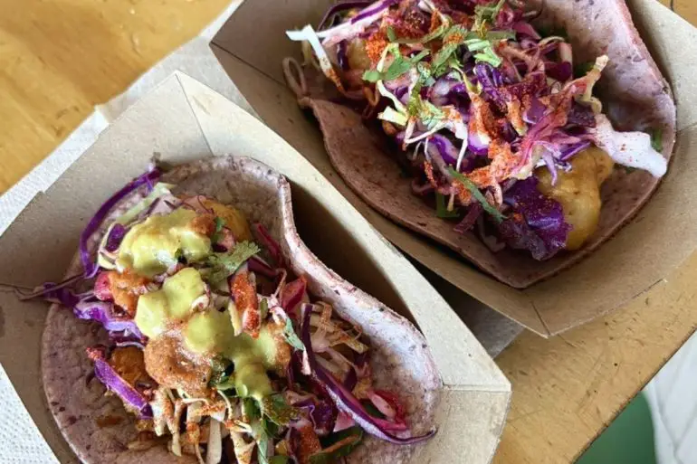 shrimp and baja fish tacos in taconeta in el paso, texas