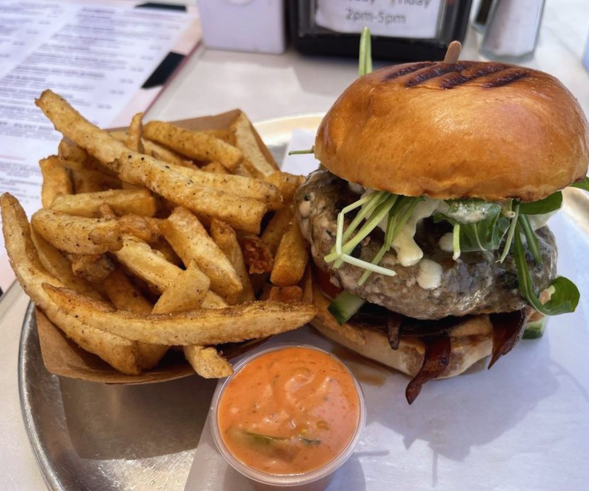 Mediterranean Lamb Burger at Moo Creamery in Bakersfield, CA