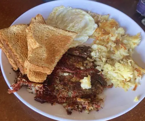 Corned Beef Hash Breakfast at Jeannie's House Diner in South Bend, Indiana