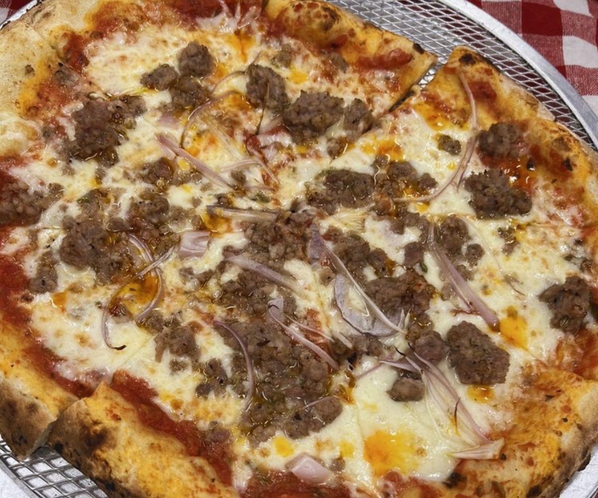 Sausage pizza at Giorgios Buellton, CA