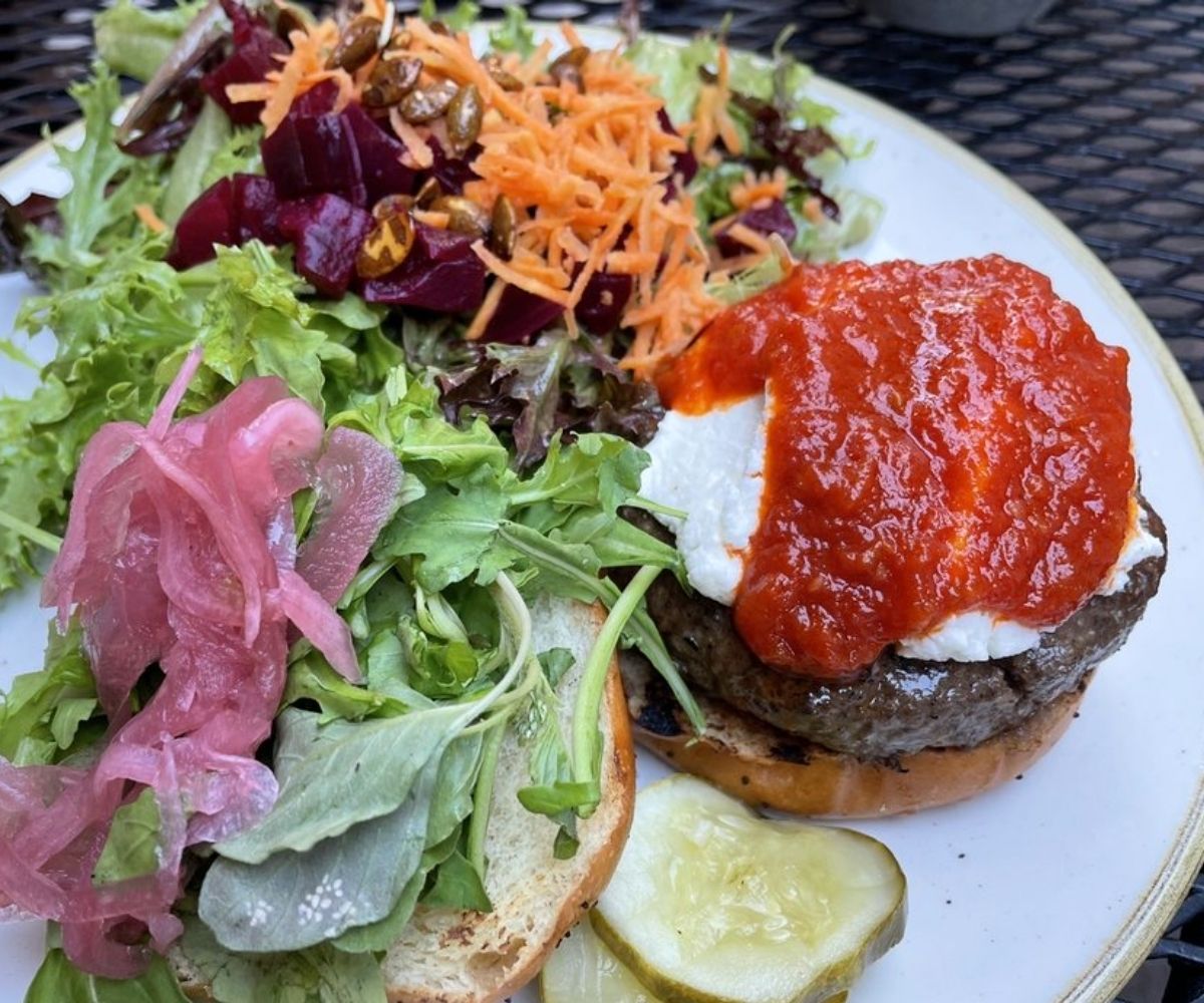 Lamb Burger at The Farmhouse Tap & Grill in Burlington, VT