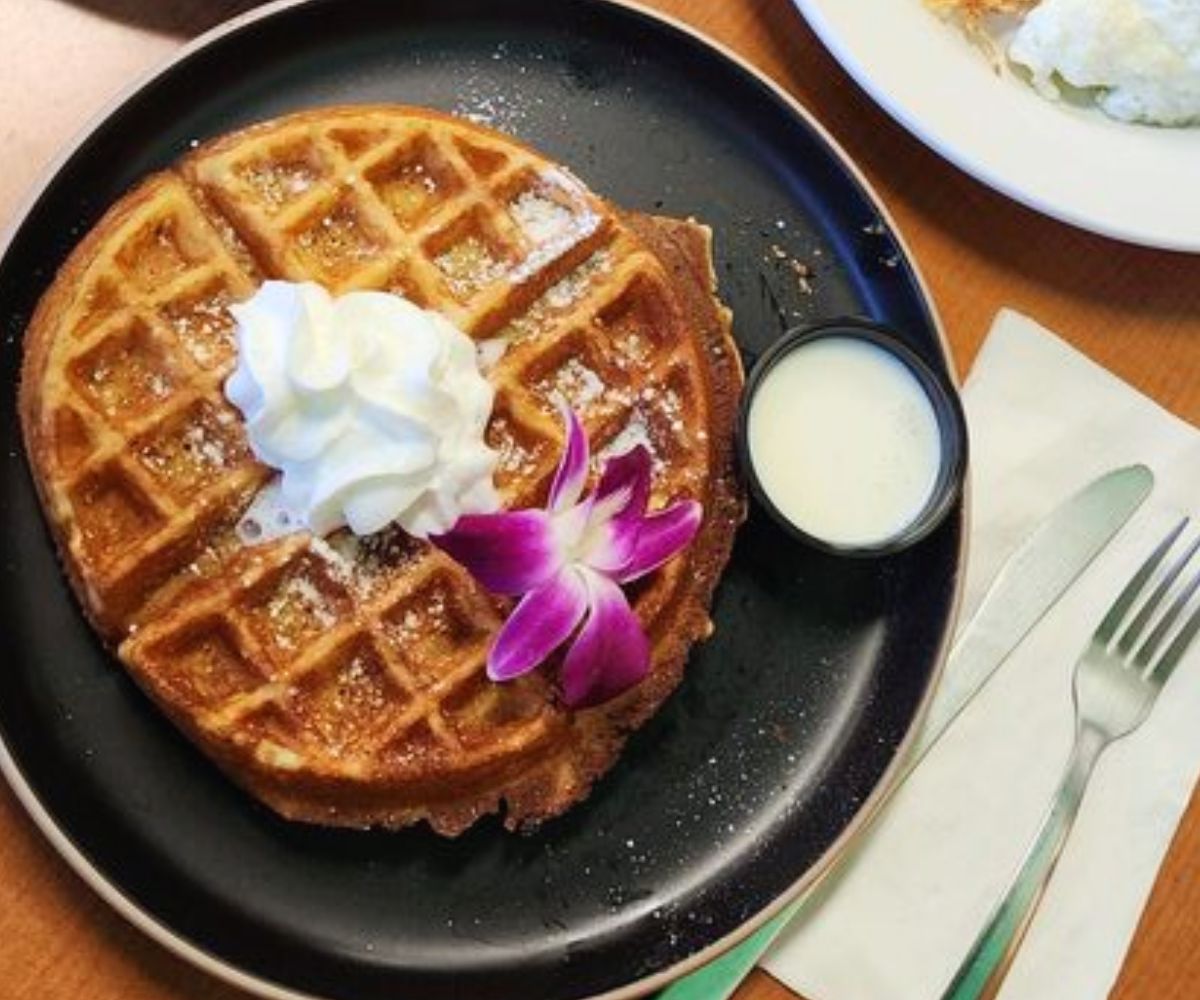Waffles at Guieb Cafe in honolulu, hawaii