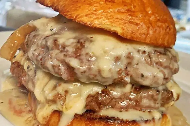 Double Decker Melt Burger at Public House in Manassas, Virginia