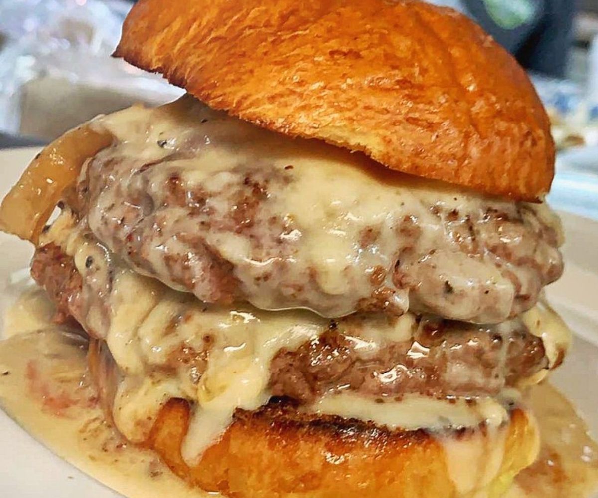 Double Decker Melt Burger at Public House in Manassas, Virginia