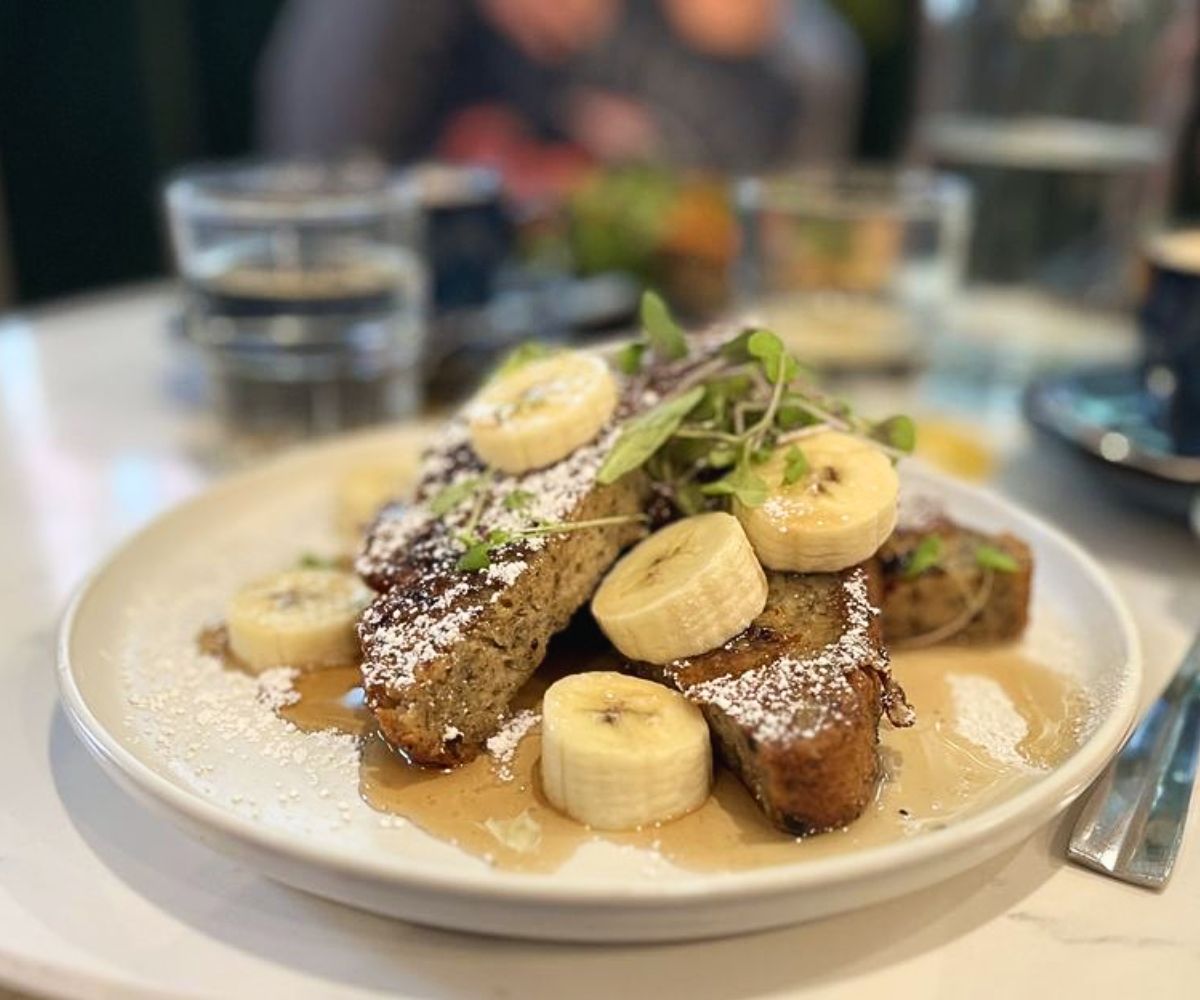 banana french toast at cafe sauvage in boston, massachusetts