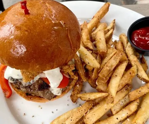 Public House burger at Public House in Manassas, Virginia