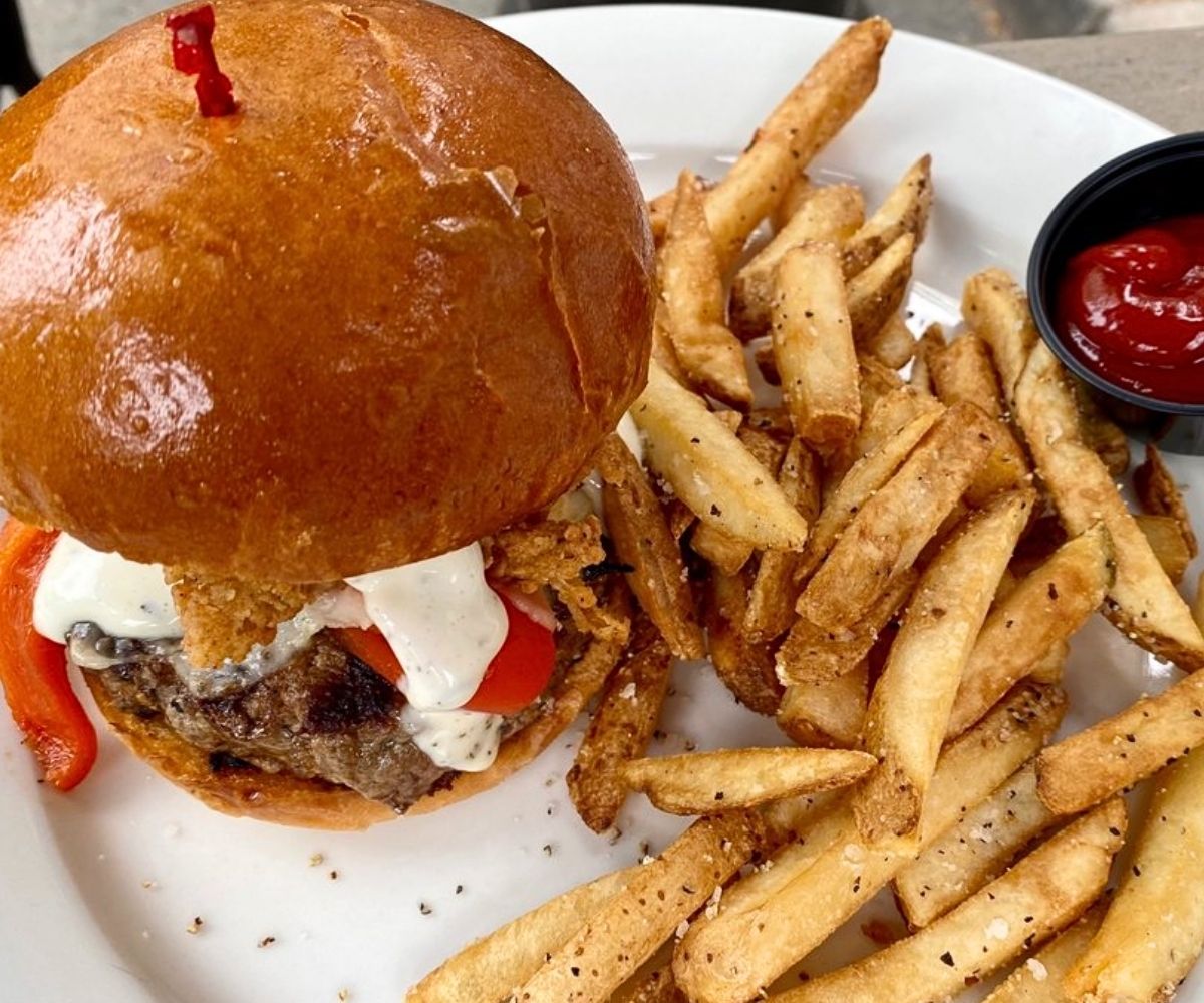 Public House burger at Public House in Manassas, Virginia