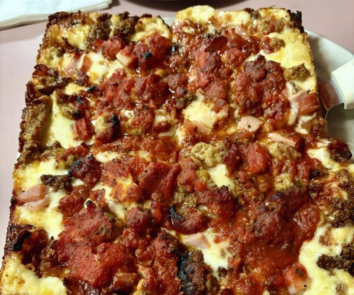 meat lovers pizza at loui's pizza in detroit mi