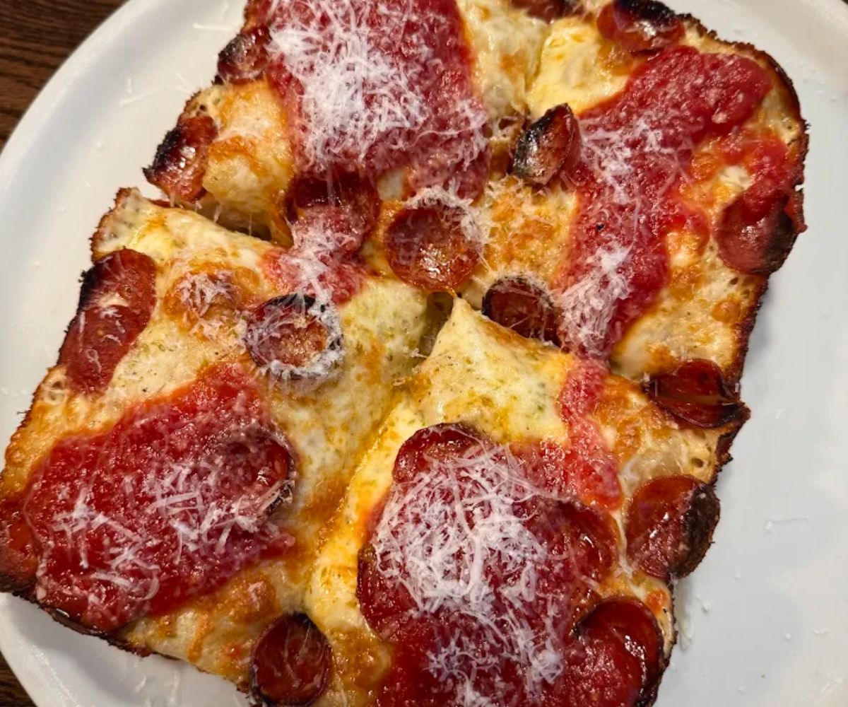 detroit-style pepperoni pizza at jay's artisan pizza in buffalo, ny
