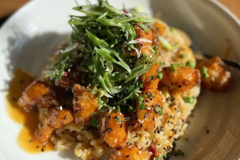 shrimp teppanyaki rice at heirloom in fresno, ca