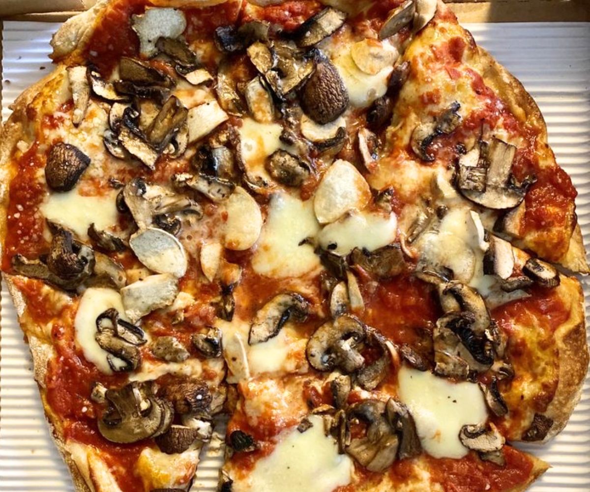 Mushroom Pizza at Monte's in Portland, Maine