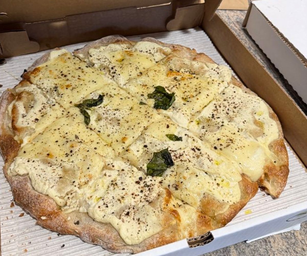 Cacio e Pepe Pizza at Monte's in Portland, ME