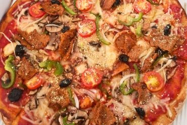 Vegan Supreme Pizza at Monte's in Portland, ME