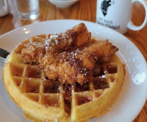 Chicken and Waffles at My Dog Duke's Diner at Lynchburg, Virginia