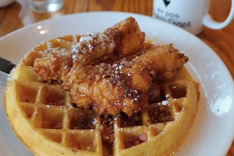 Chicken and Waffles at My Dog Duke's Diner at Lynchburg, Virginia