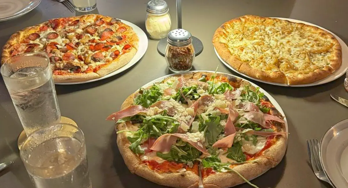 various pizzas at Napoli Bros in Chesterfield, MO