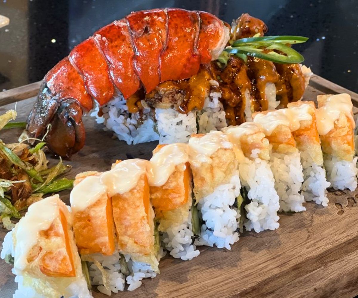 Vegetarian Roll (front) and Lobster Roll (back) at Oishi Teri Sushi Bar in Modesto, California