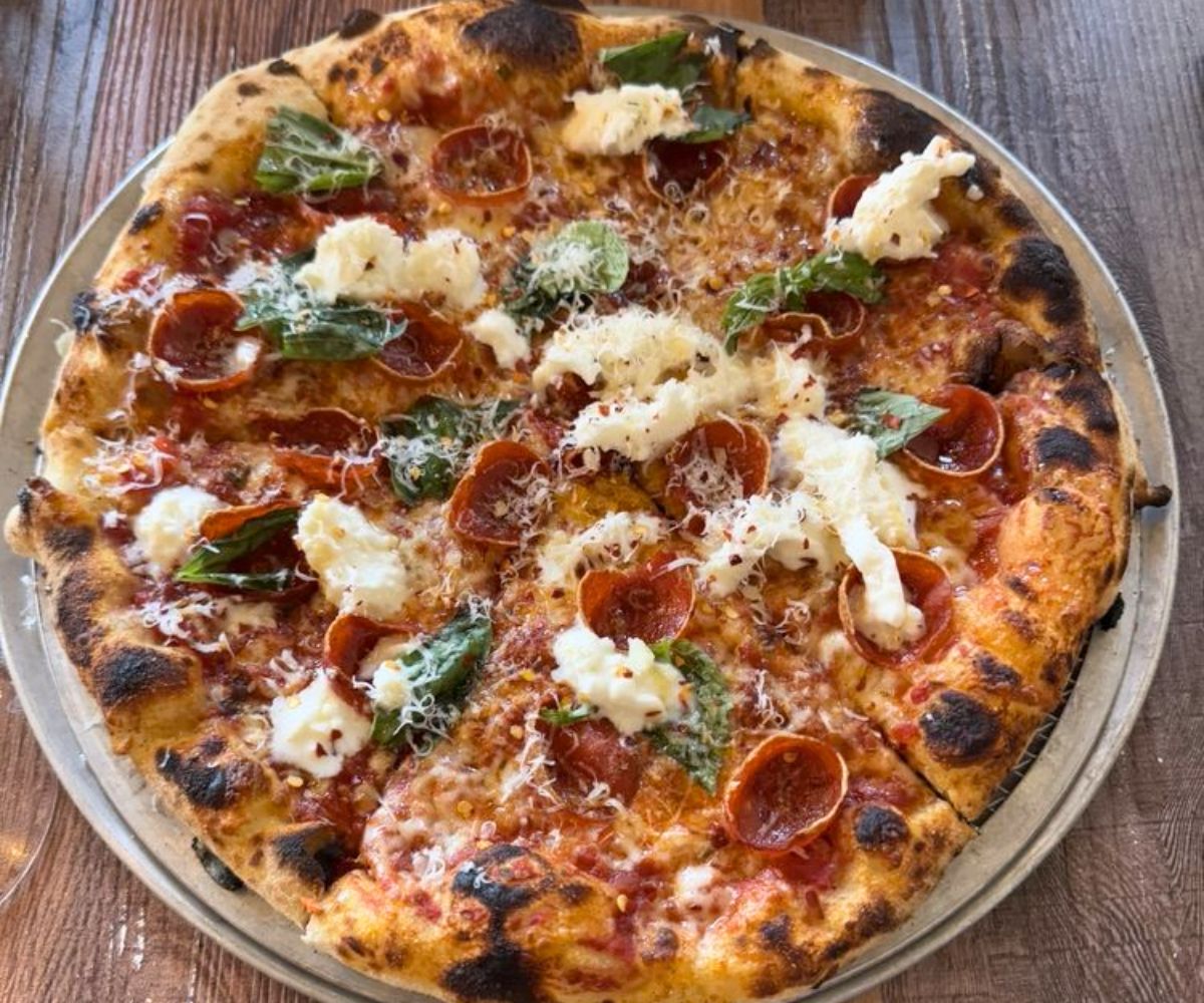 Spicy Burrata Pizza at Revelry in Bozeman, MT