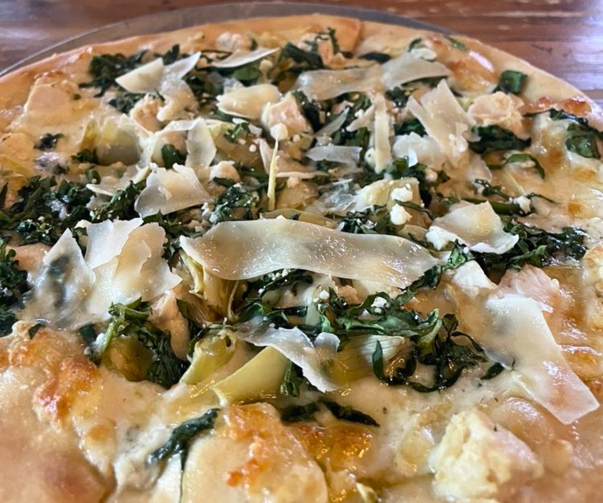 Chicken Spanakopita Pizza at Martin City in Lee's Summit, Missouri