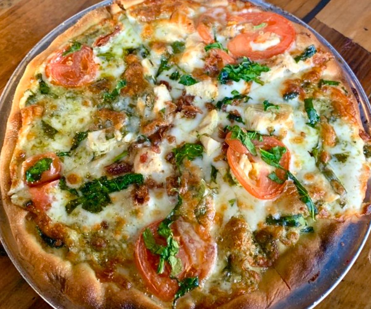 Chicken panini pizza at Martin City in Lee's Summit, Missouri