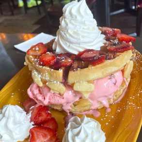 Strawberry Fair Belgium Waffle at Avenue Brunch House in Dearborn, MI