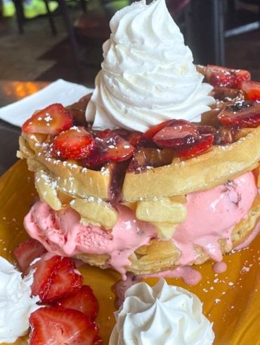 Strawberry Fair Belgium Waffle at Avenue Brunch House in Dearborn, MI