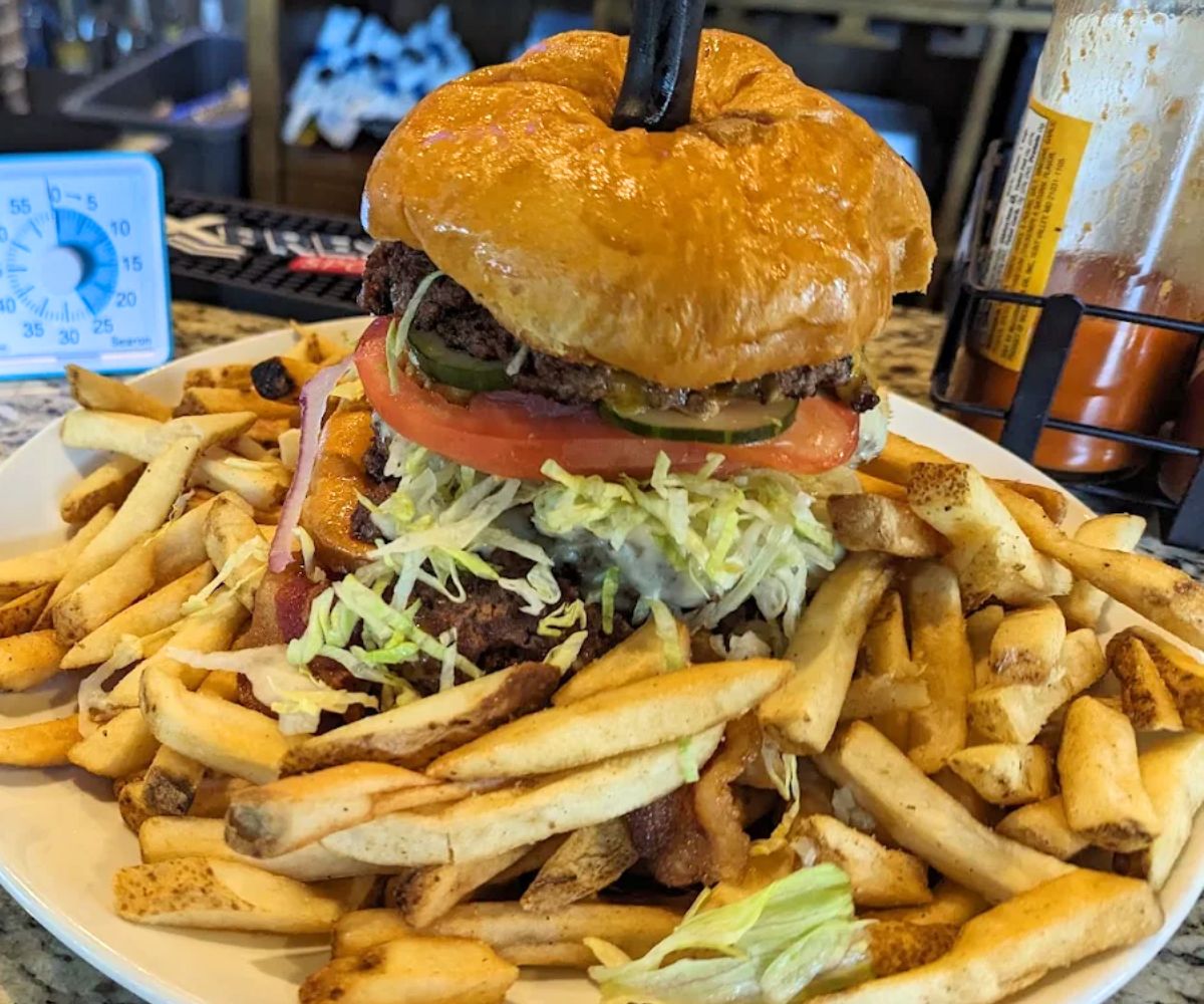 Black Widow Burger at Louie's Kitchen And Bar in Reading, Pennsylvania
